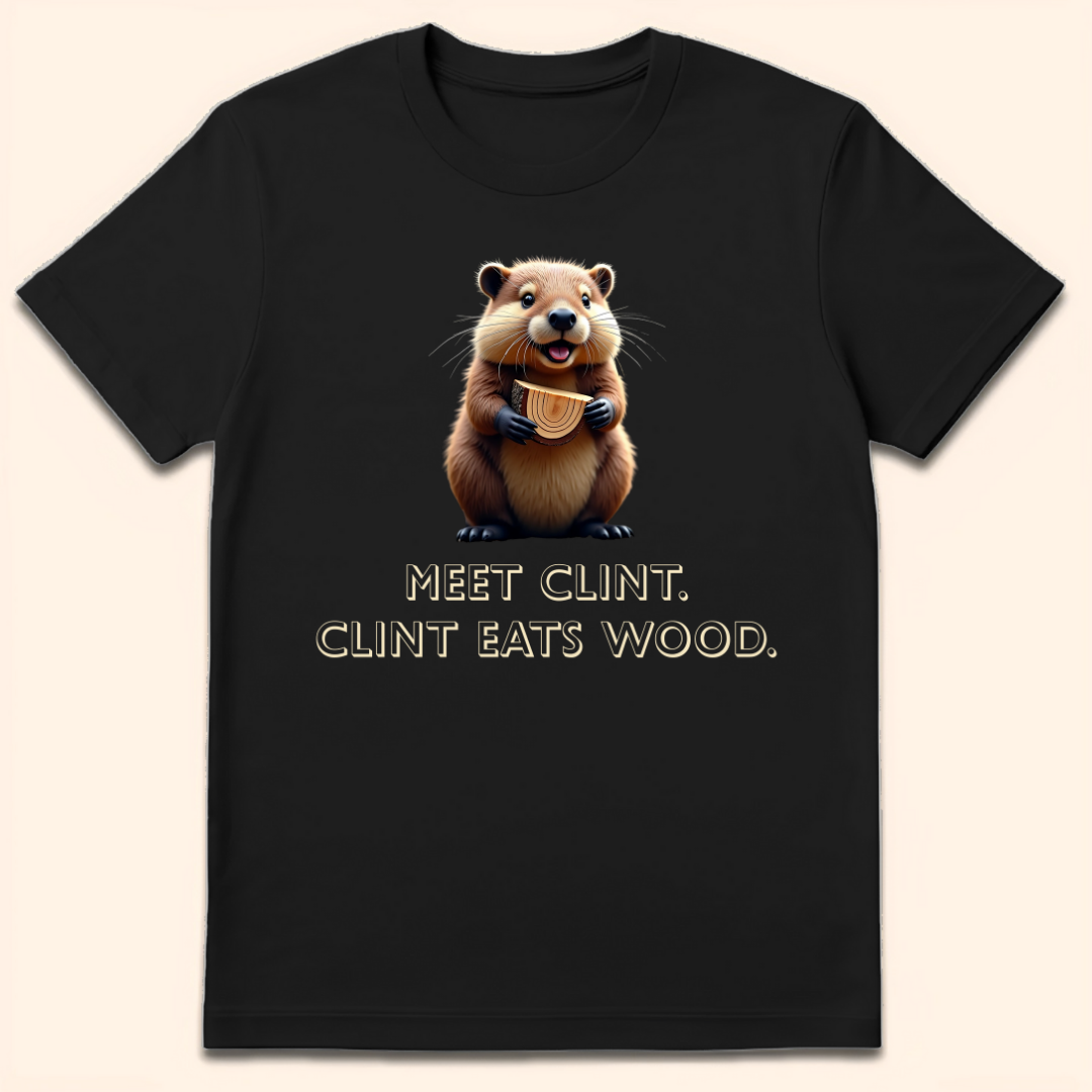 Clint Eats Wood T-Shirt Black