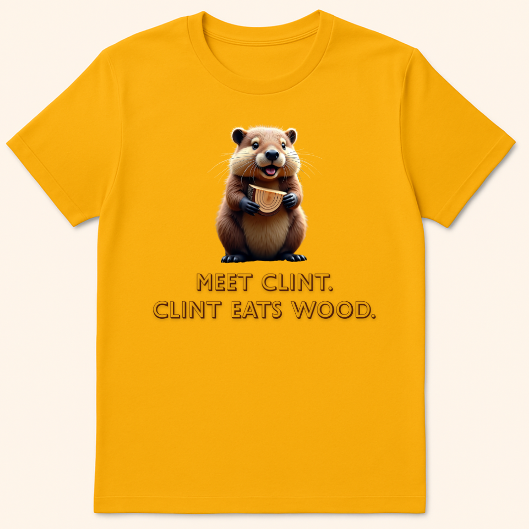 Clint Eats Wood T-Shirt Gold