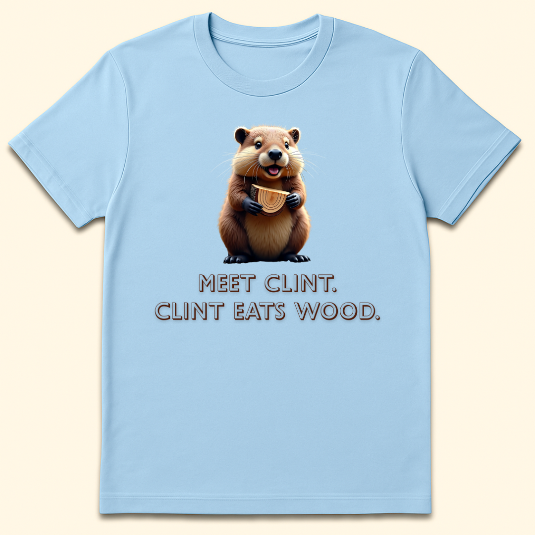 Clint Eats Wood T-Shirt Light Blue