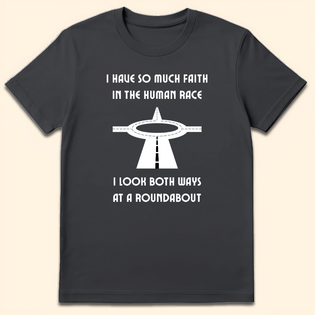 Both Ways At A Roundabout T-Shirt Dark Heather Grey
