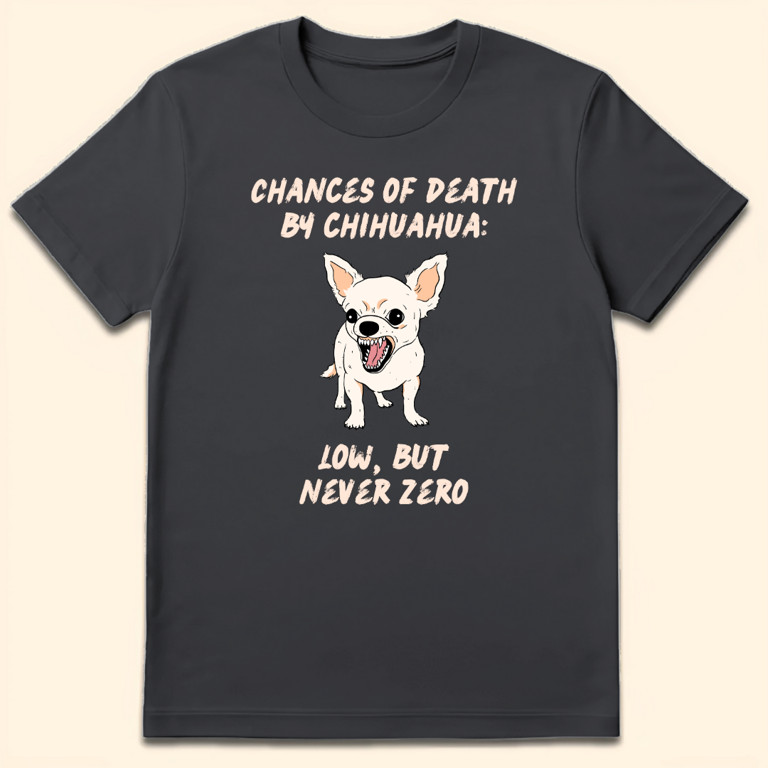 Death By Chihuahua T-Shirt Dark Heather Grey