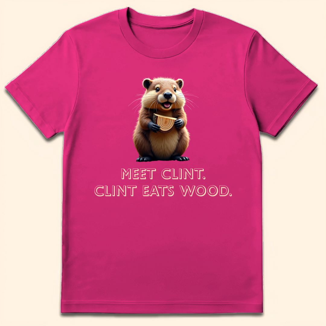 Clint Eats Wood T-Shirt Heliconia