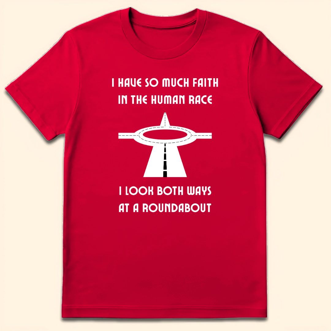 Both Ways At A Roundabout T-Shirt Red
