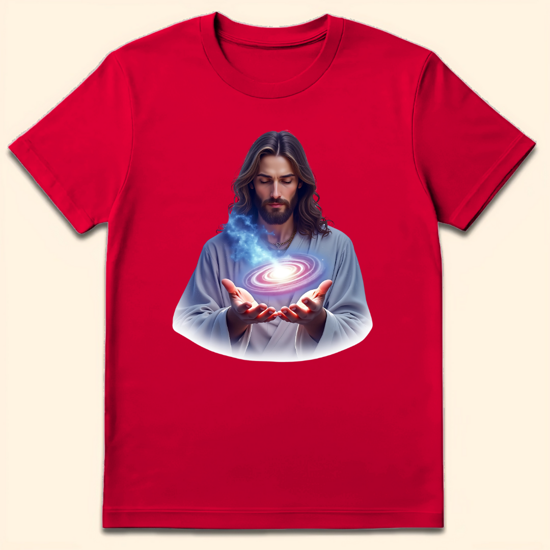 Jesus Creator of Galaxies T-Shirt Red