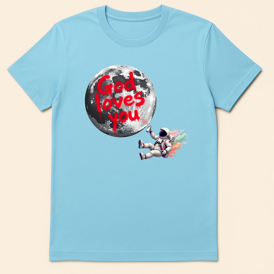 God Loves You Moon Graffiti T-Shirt Sky