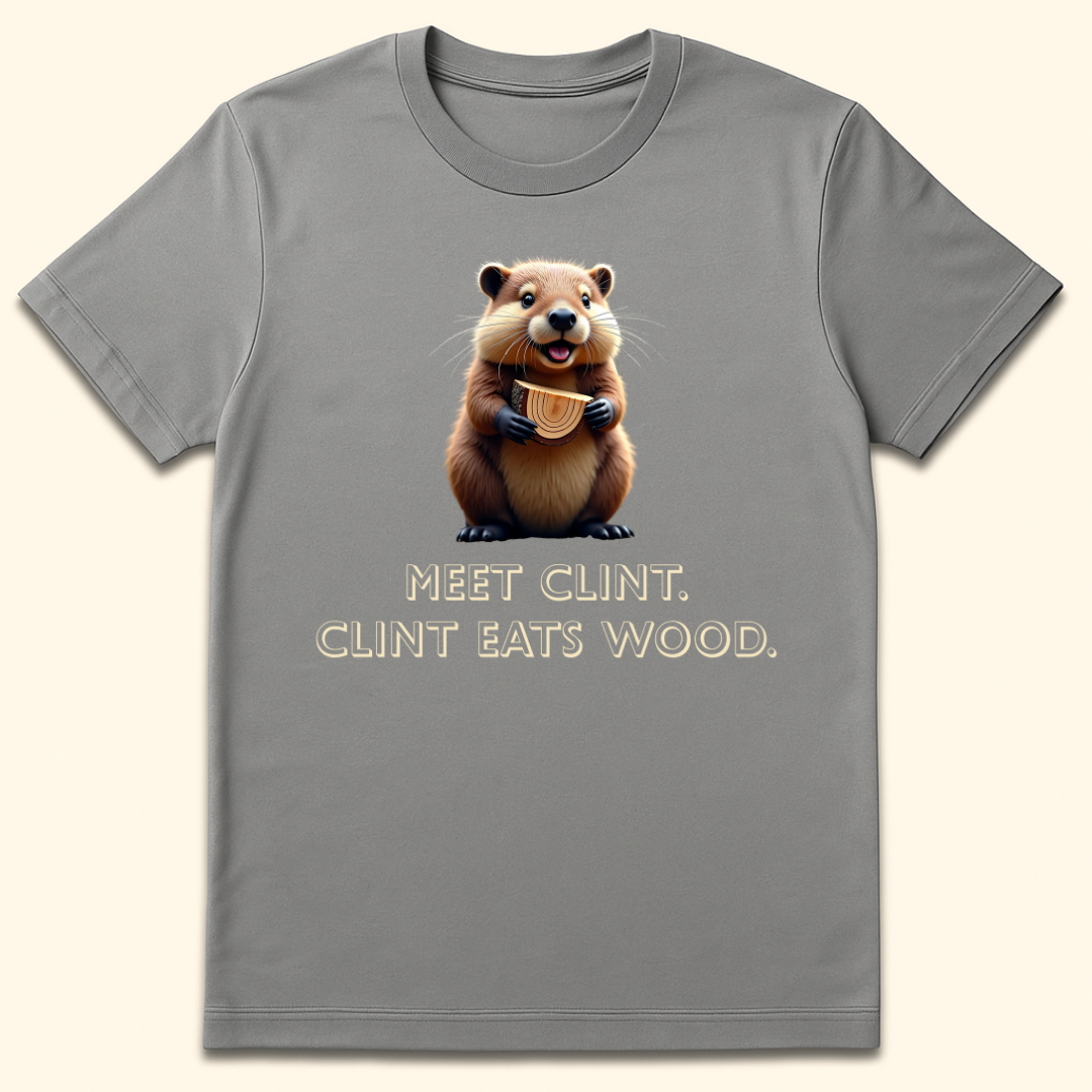 Clint Eats Wood T-Shirt Sport Grey