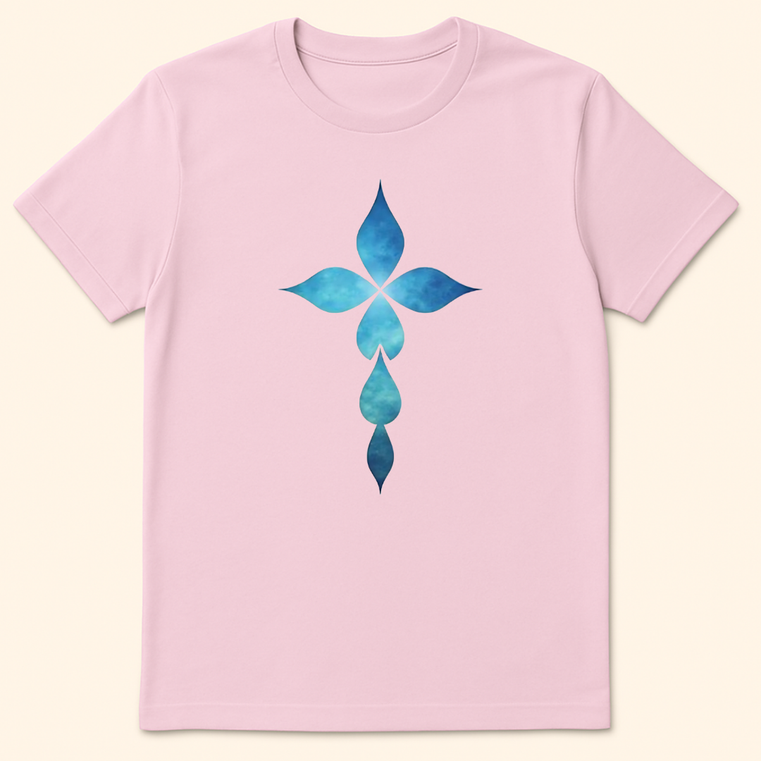 Teardrop Cross T-Shirt Light Pink