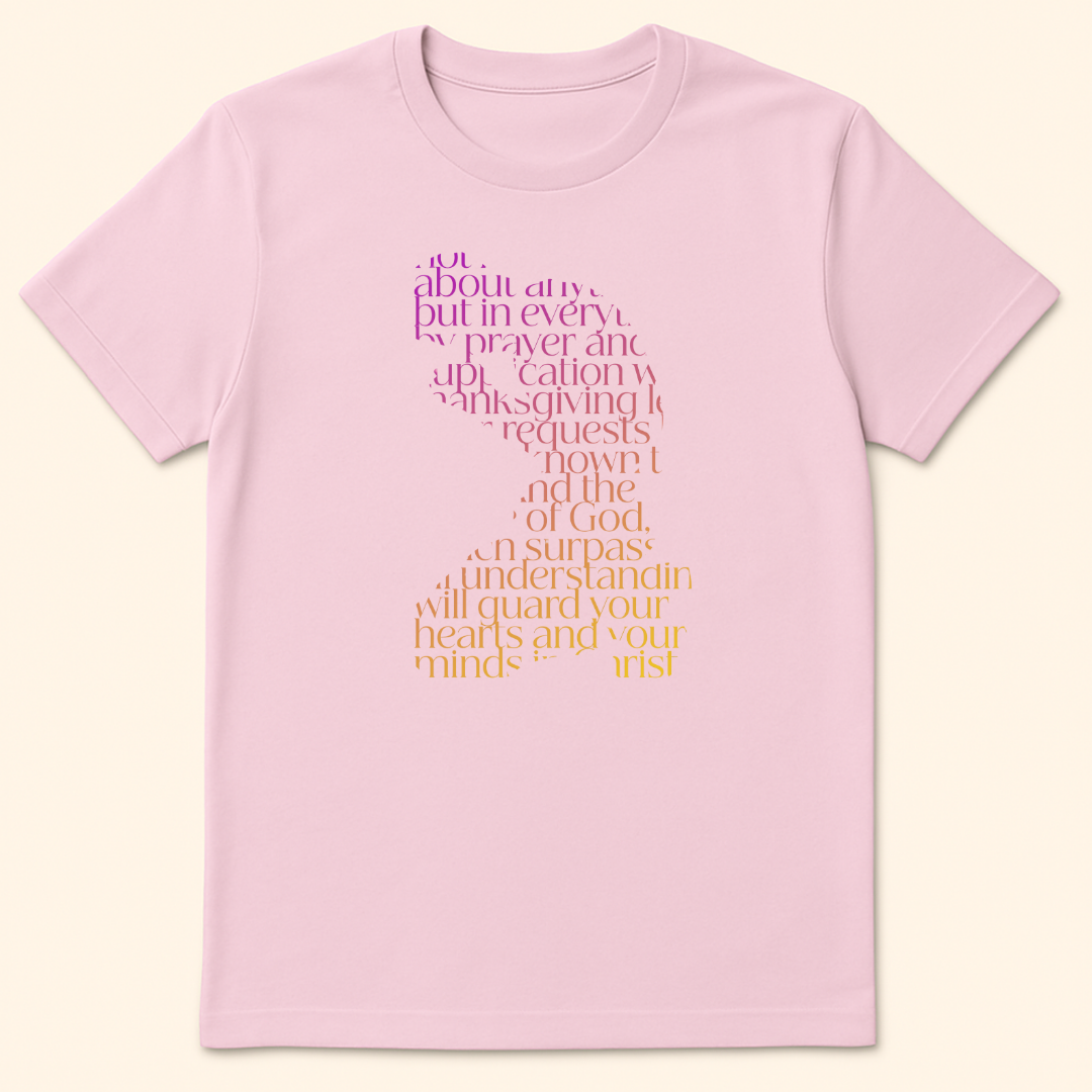 Silhouette Prayer T-Shirt Light Pink