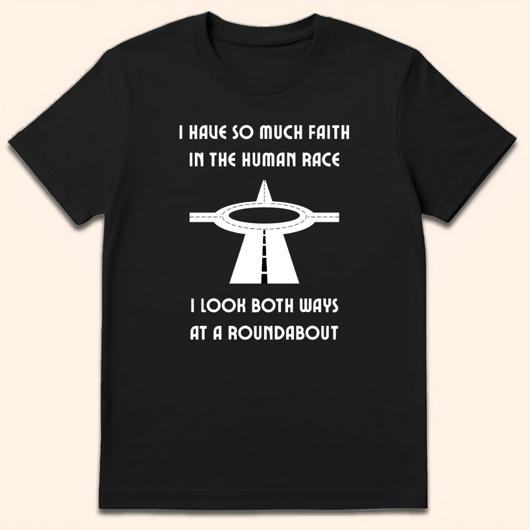 Both Ways At A Roundabout T-Shirt Black