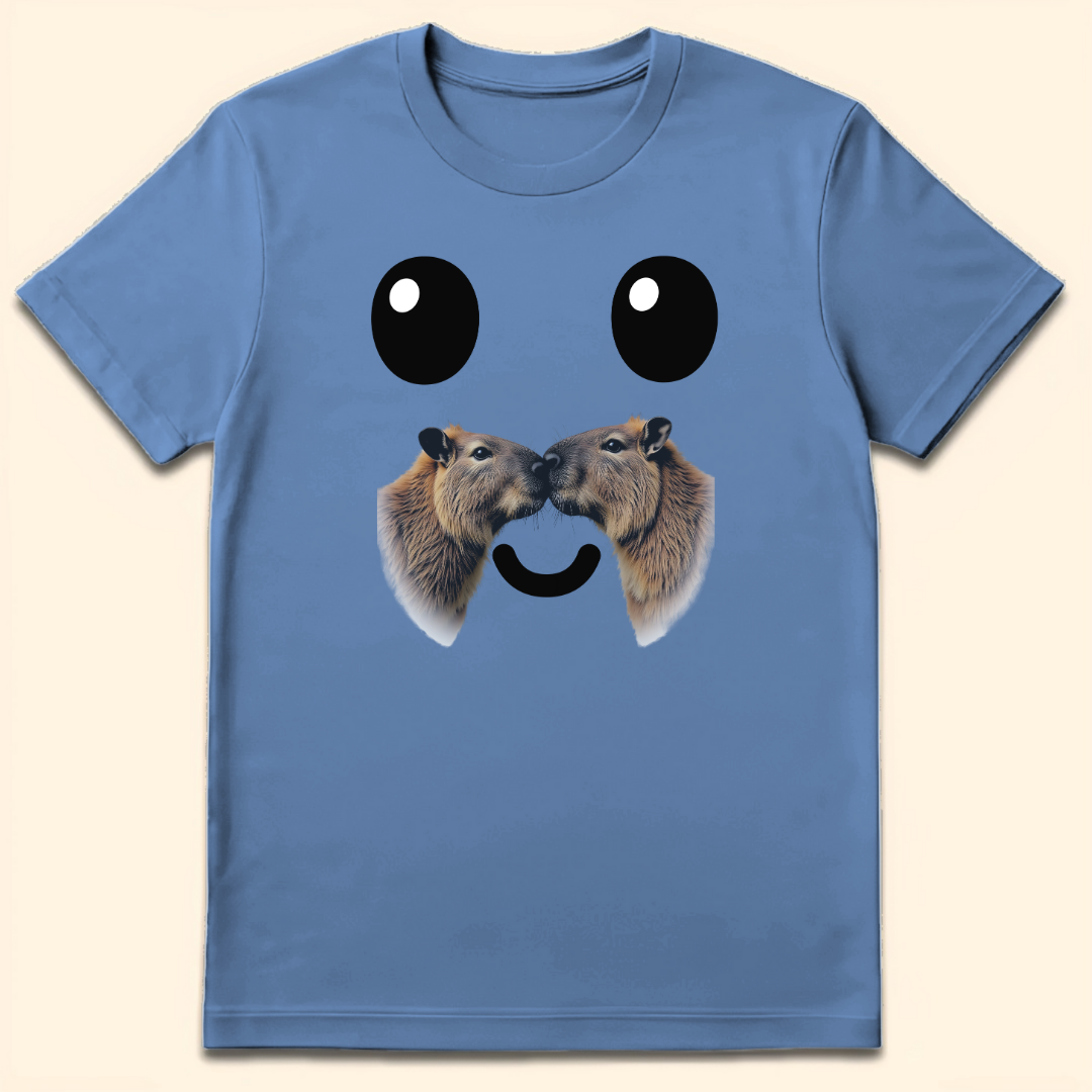 Capybara Moustache T-Shirt Carolina Blue