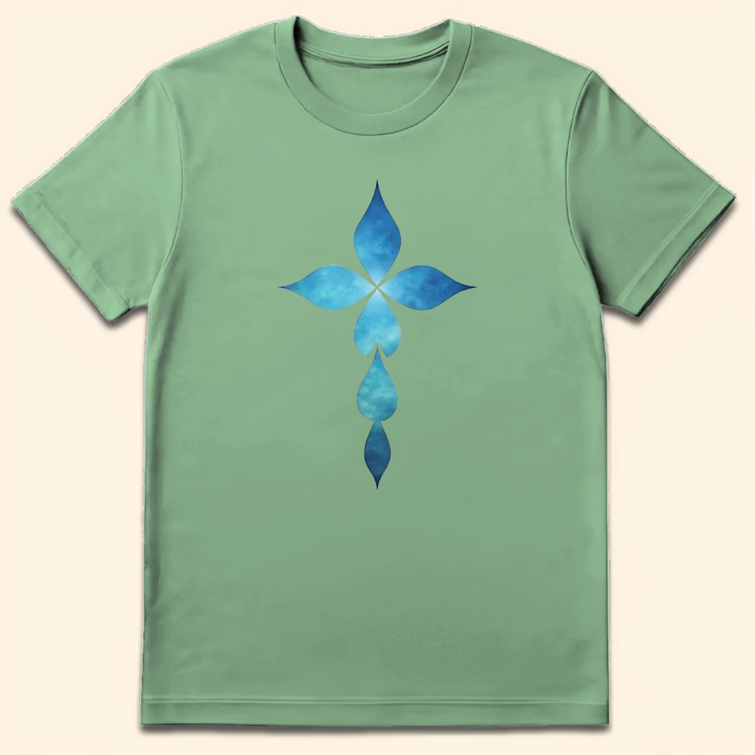 Teardrop Cross T-Shirt Mint Green
