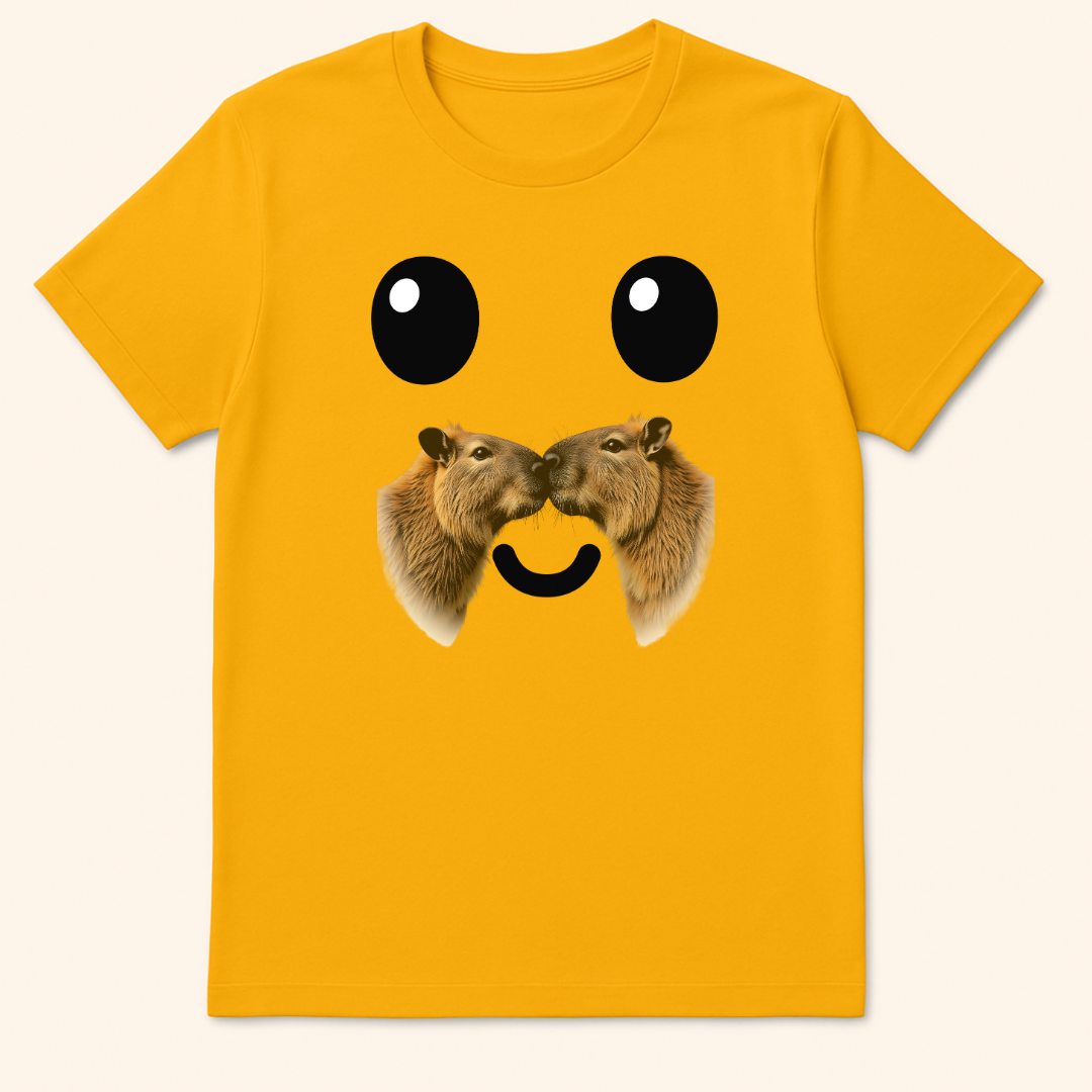 Capybara Moustache T-Shirt Gold