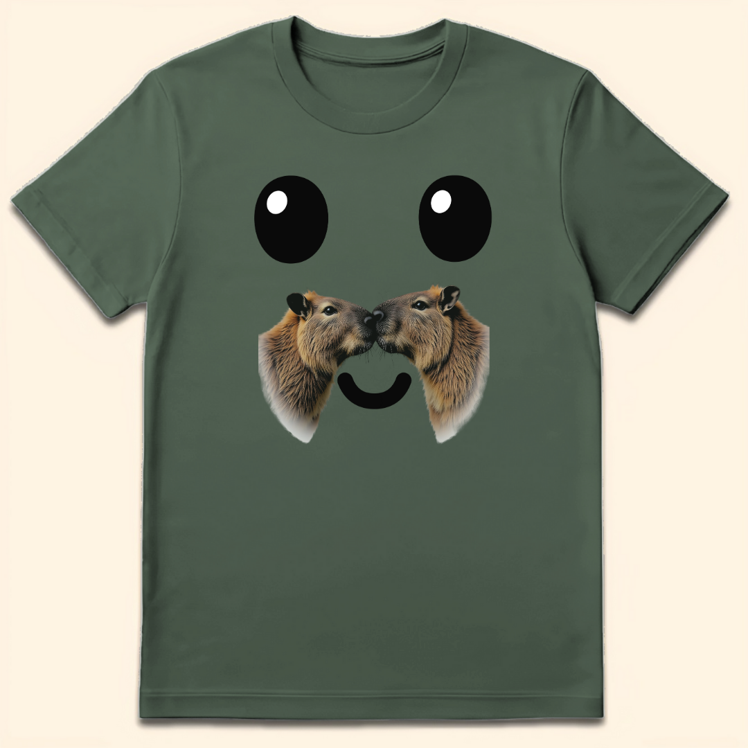 Capybara Moustache T-Shirt Military Green