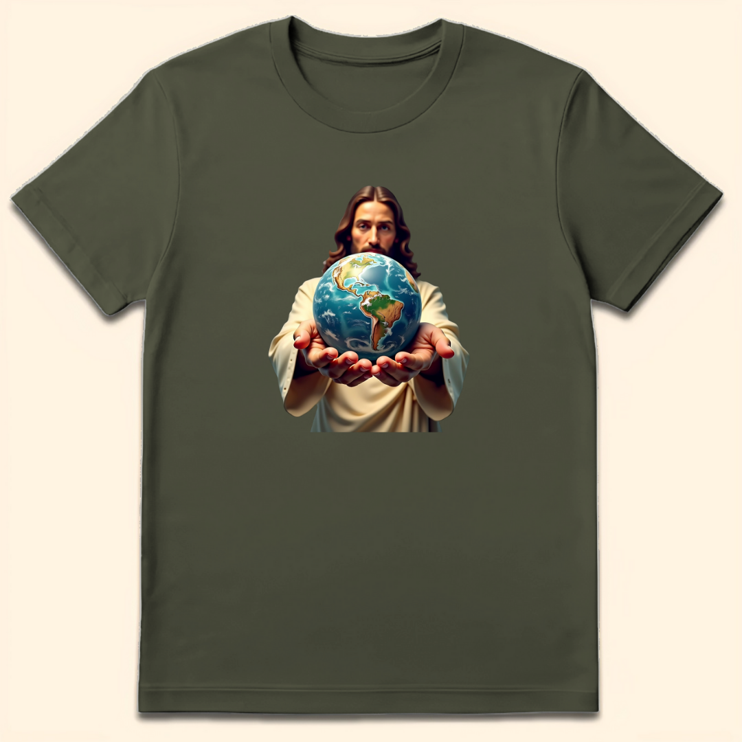 Whole World In His Hands T-Shirt Military Green