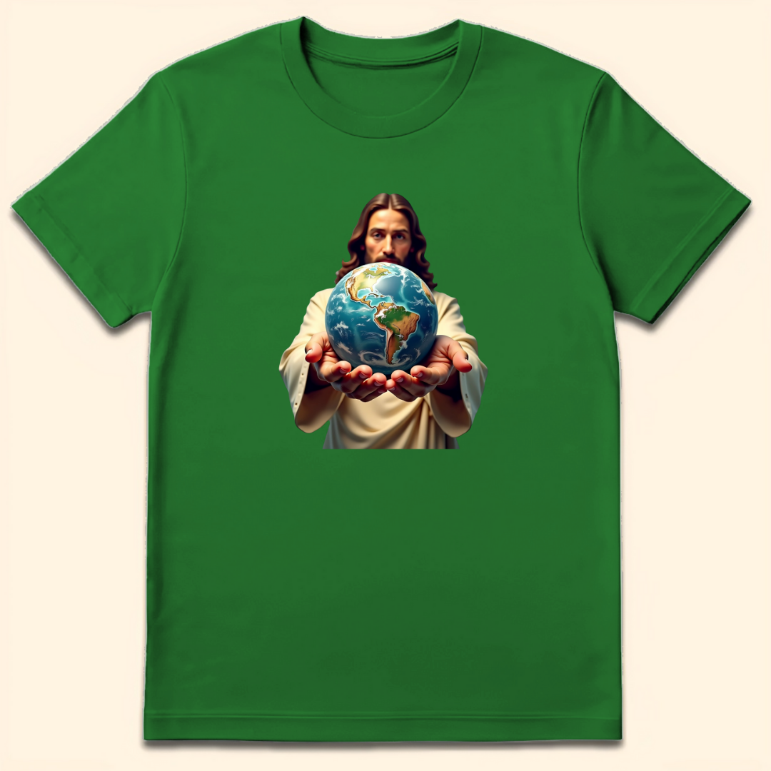 Whole World In His Hands T-Shirt Irish Green