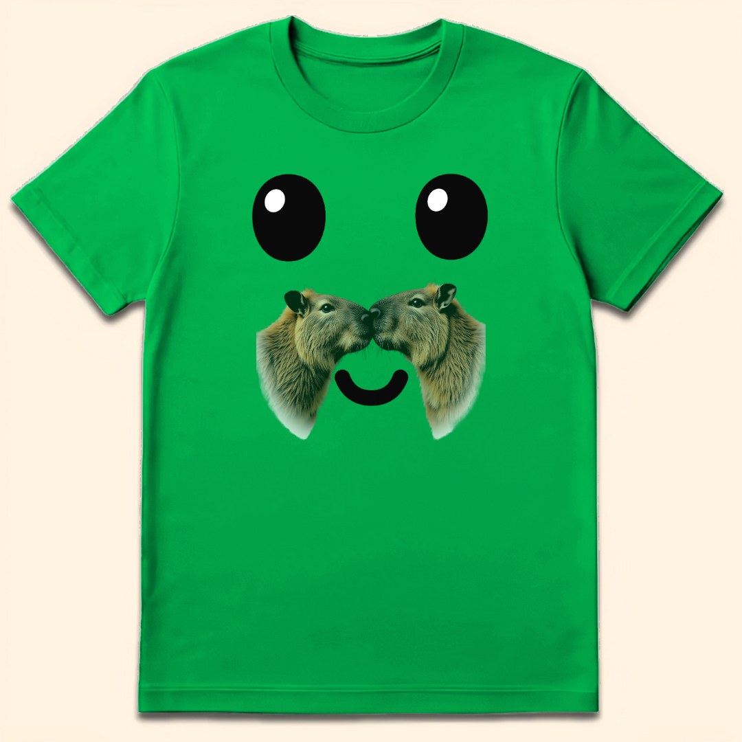 Capybara Moustache T-Shirt Irish Green