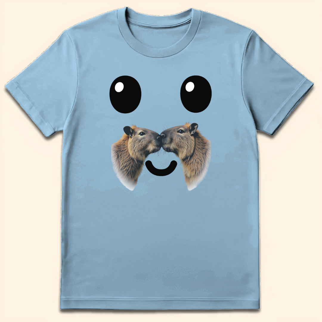 Capybara Moustache T-Shirt Light Blue