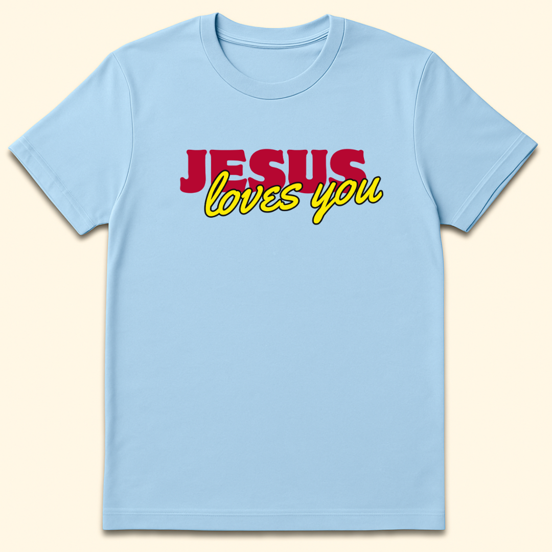 Jesus Loves You T-Shirt Light Blue