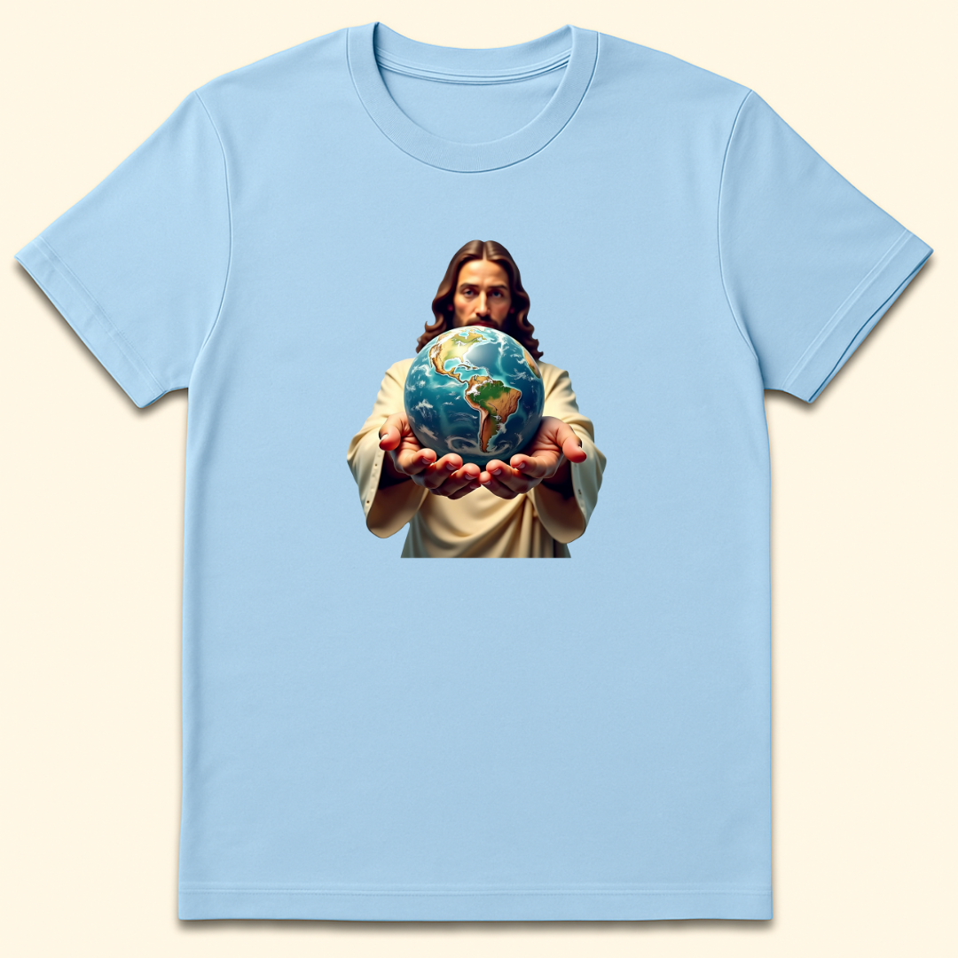 Whole World In His Hands T-Shirt Light Blue