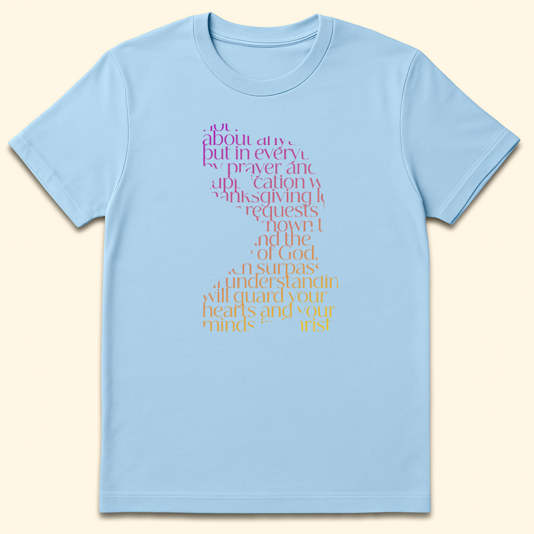 Silhouette Prayer T-Shirt Light Blue