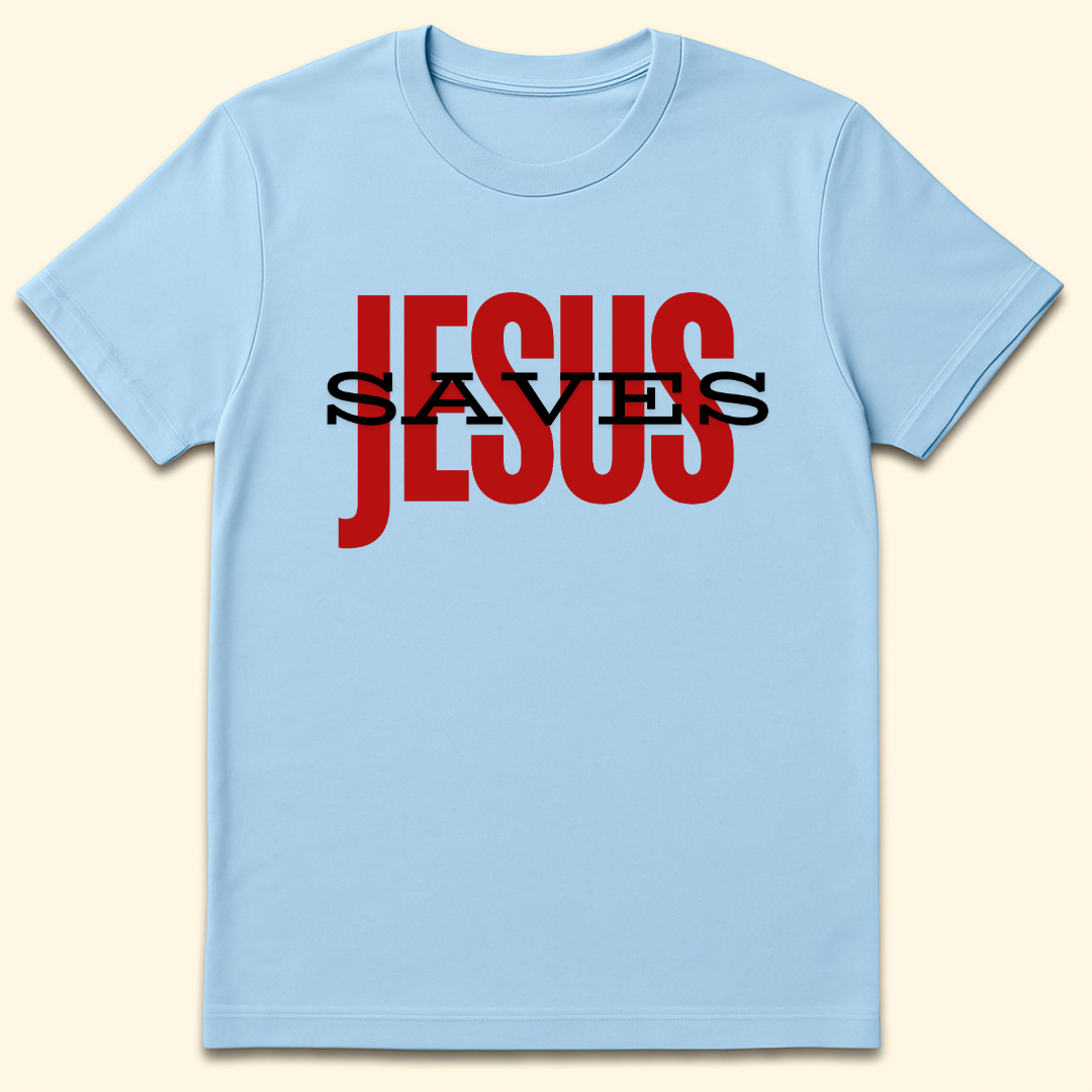 Jesus Saves T-Shirt Light Blue