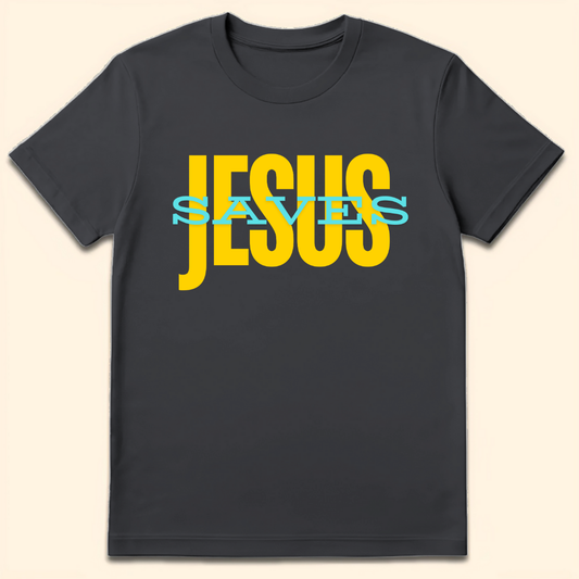Jesus Saves T-Shirt Dark Heather Grey