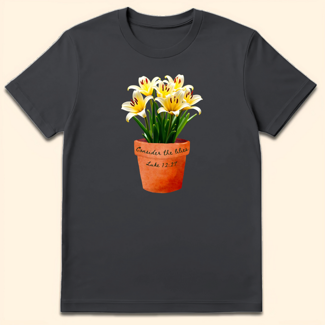 Consider The Lilies T-Shirt Dark Heather Grey